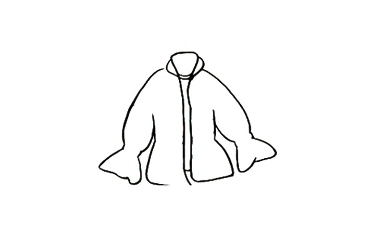步骤2：画出羽绒服的轮廓。