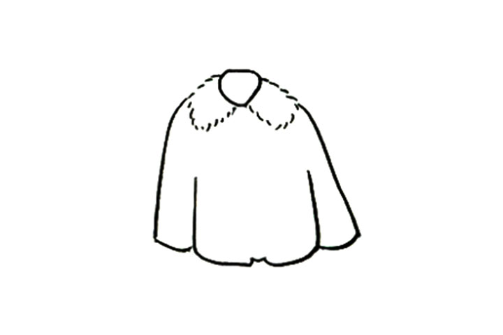 步骤2：完成毛领夹克的轮廓。
