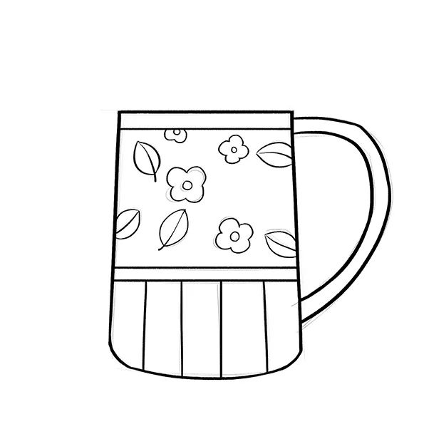 步骤2：接着我们用勾线笔对铅笔稿进行勾线。