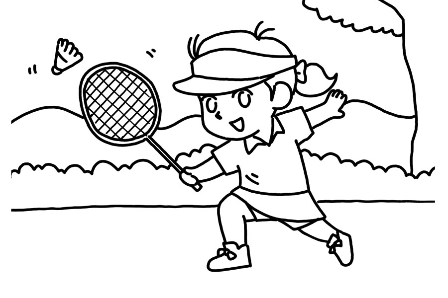 运动人物简笔画 打羽毛球的小女孩怎么画-图6