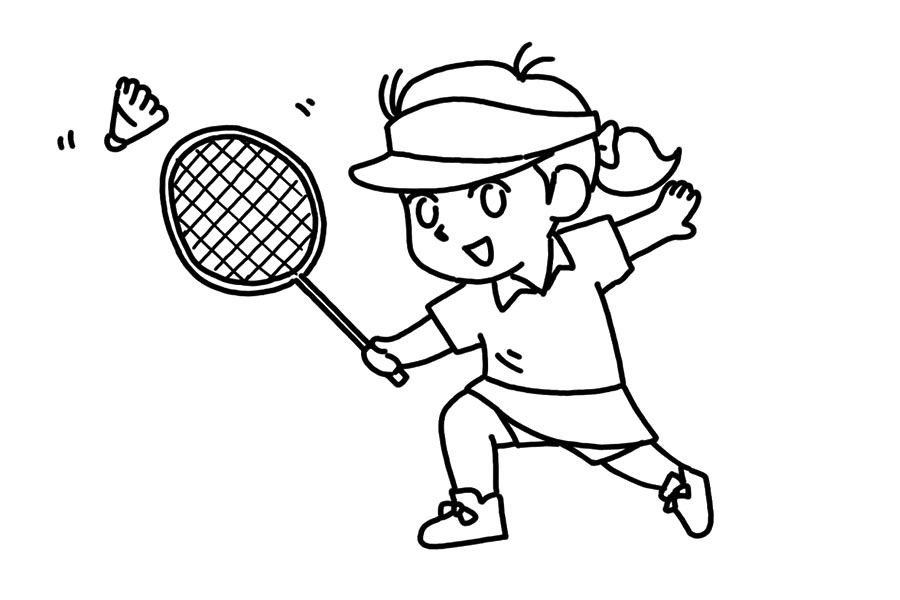 运动人物简笔画 打羽毛球的小女孩怎么画-图5