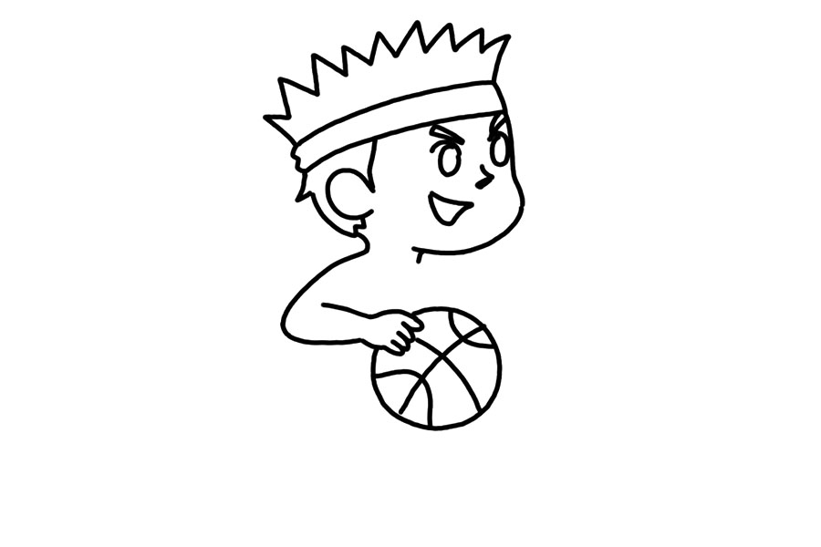 运动人物简笔画 打篮球的小男孩怎么画-图3