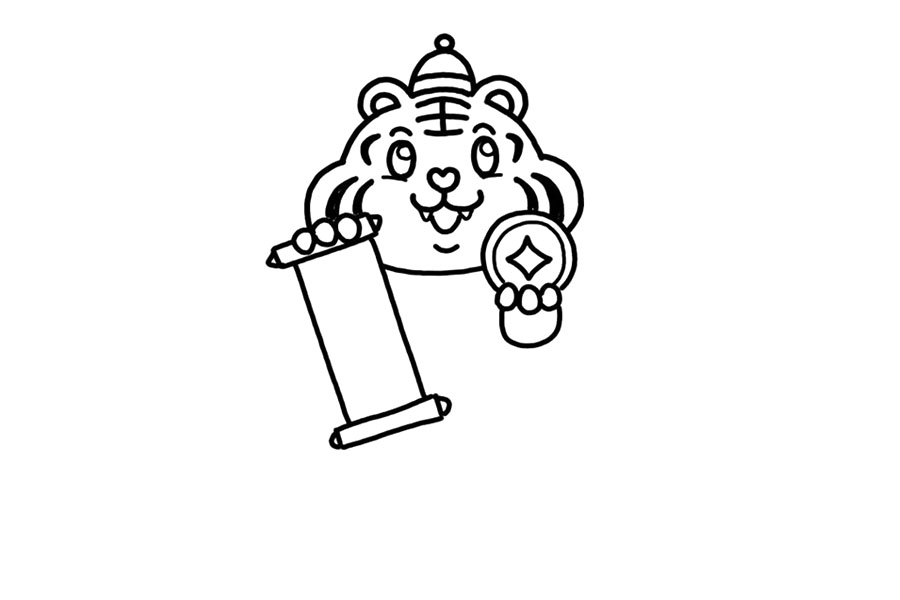 新春大吉，虎虎生威！虎年春节简笔画怎么画-图2