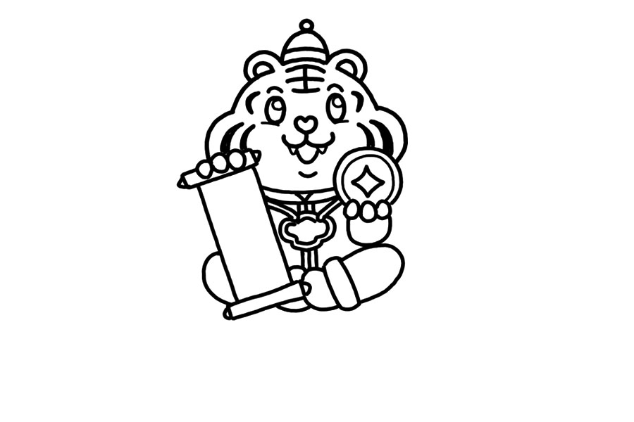 新春大吉，虎虎生威！虎年春节简笔画怎么画-图3
