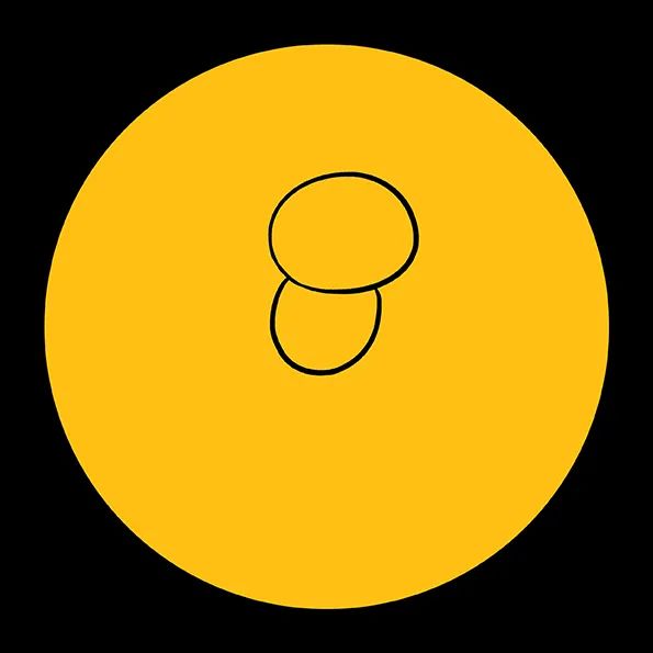 步骤2：接着我们在黄色卡纸上画出蜜蜂的头部和身体的基本形状。