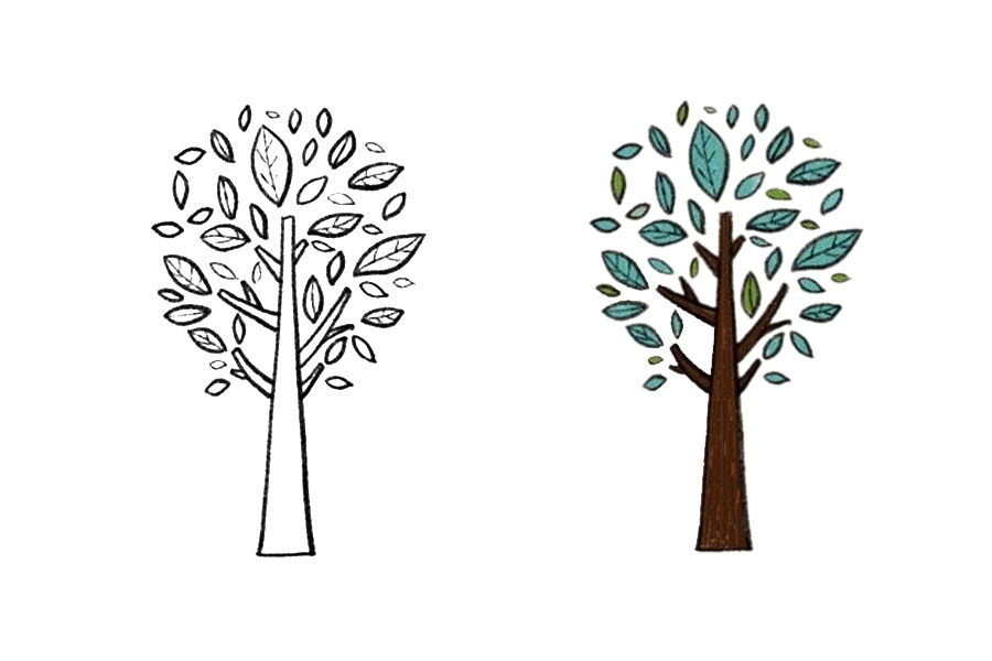 植树节简笔画 九张漂亮的大树简笔画-图2