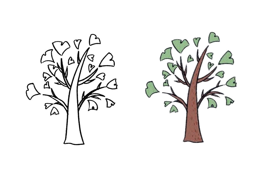 植树节简笔画 九张漂亮的大树简笔画-图1