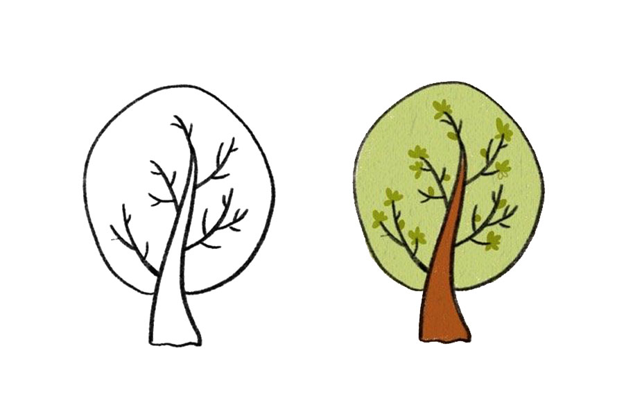 植树节简笔画 九张漂亮的大树简笔画-图3