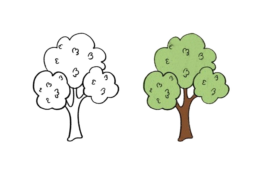 植树节简笔画 九张漂亮的大树简笔画-图4