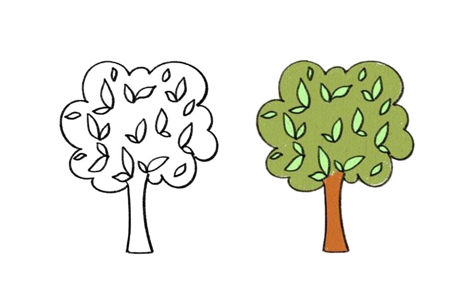 植树节简笔画 九张漂亮的大树简笔画-图5