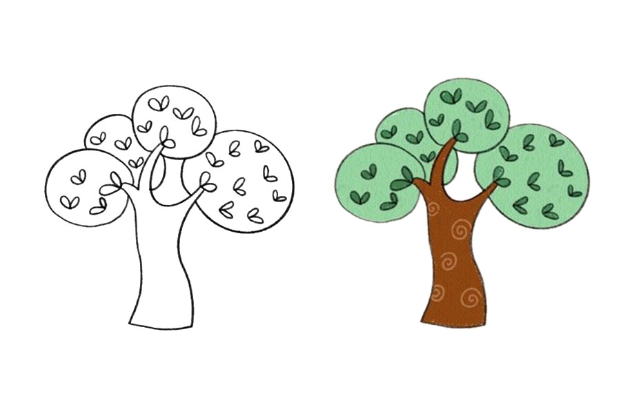 植树节简笔画 九张漂亮的大树简笔画-图6