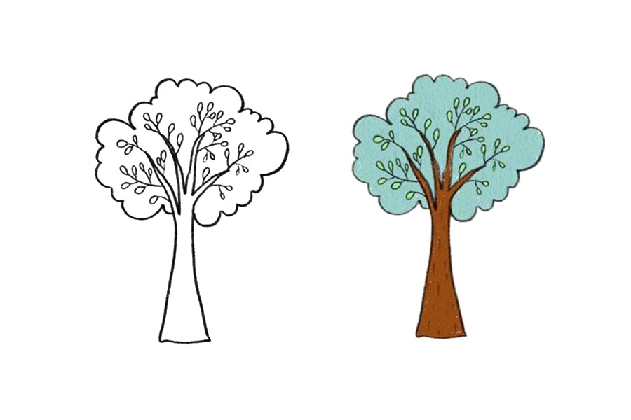 植树节简笔画 九张漂亮的大树简笔画-图7