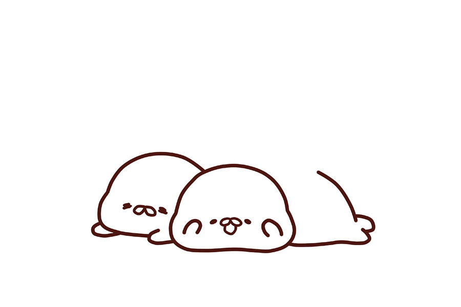 一堆小海豹简笔画画法步骤-图3