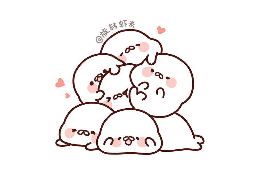 一堆小海豹简笔画画法步骤