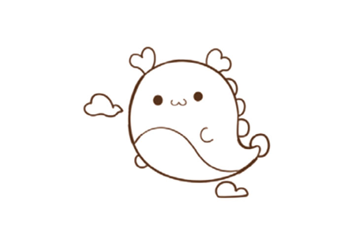 步骤4：画出云朵和尾。