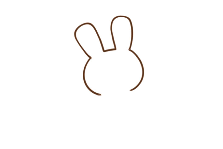 步骤1：画出圆圆的头和长长的耳朵。