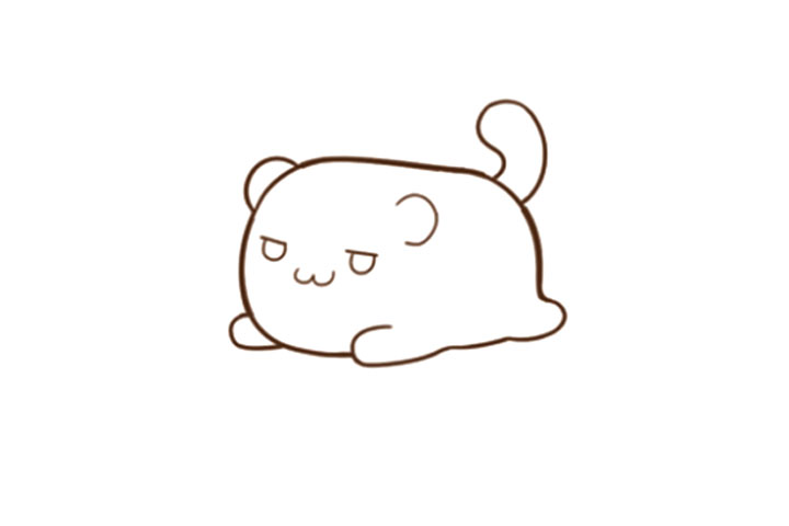 步骤2：画出脸部和尾巴。