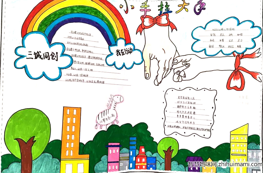 简单漂亮三城同创手抄报8张-图3