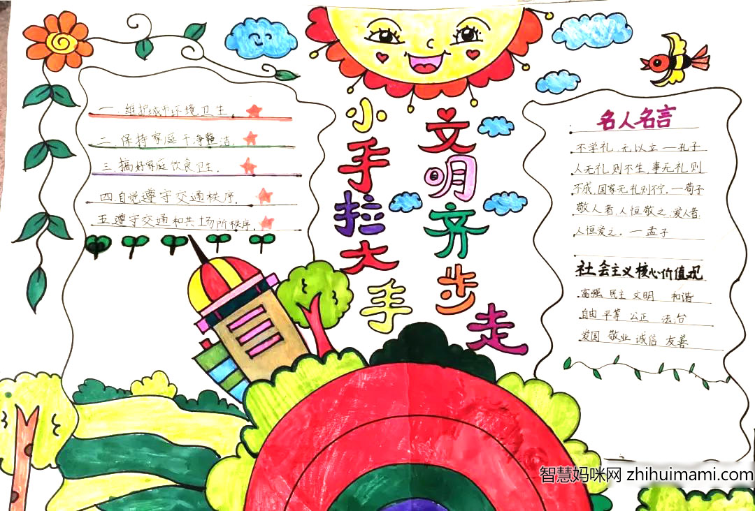 关于共创文明城市的主题手抄报简单好画-图5