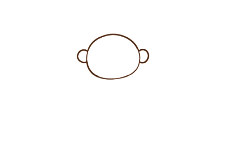 步骤1：先画出椭圆形的头部。