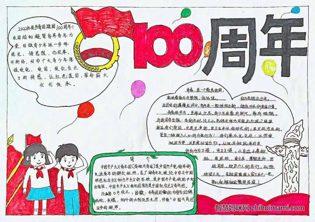 “建团百年，强国有我”手抄报一等奖（9张）-图7