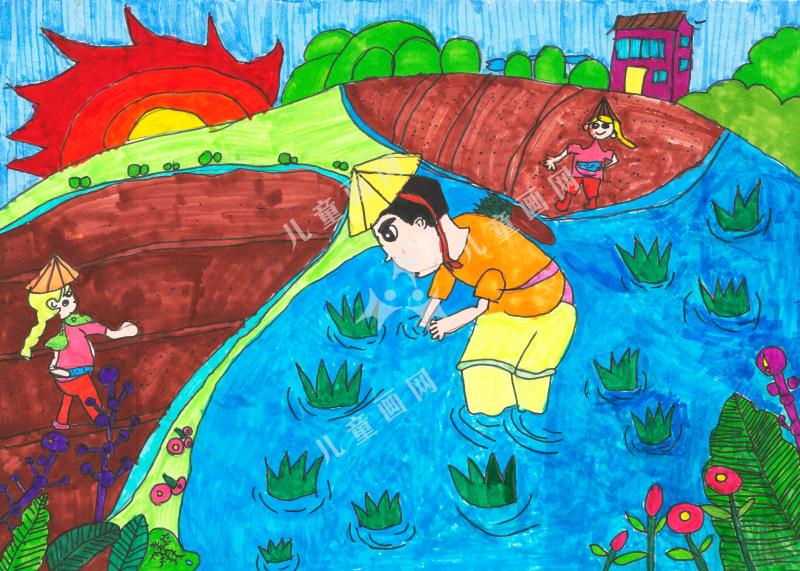 幸福乡村儿童手绘画一等奖