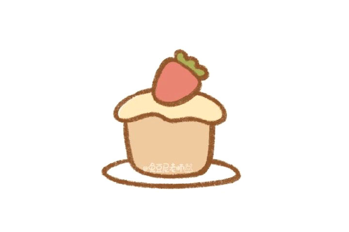 美味草莓蛋糕简笔画画法步骤-图3