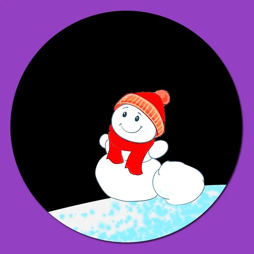 步骤3：接着我们把画好的“雪人”剪下，粘贴到刚才的“雪地”上。