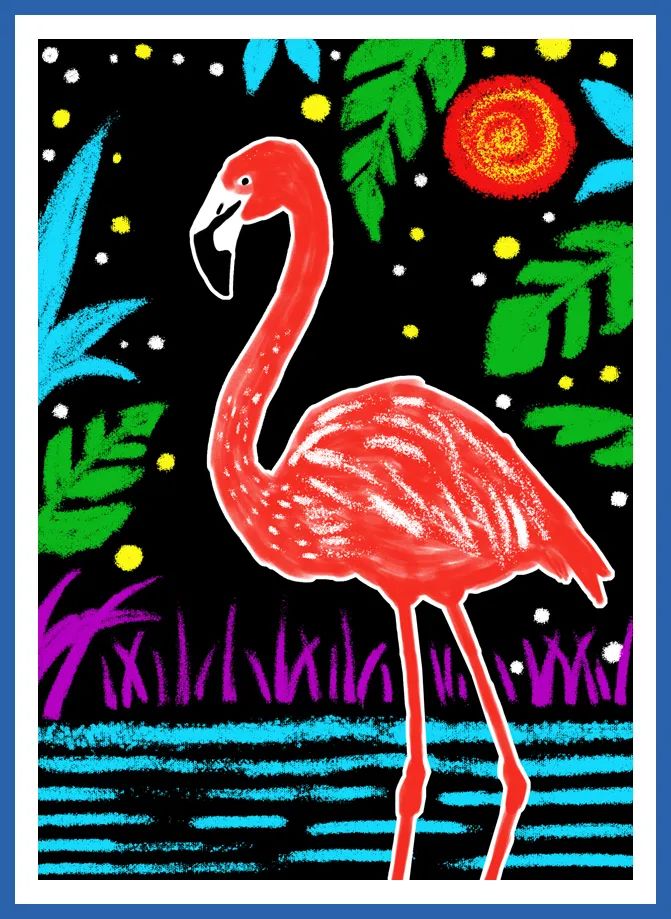 燃烧的火烈鸟儿童画内容