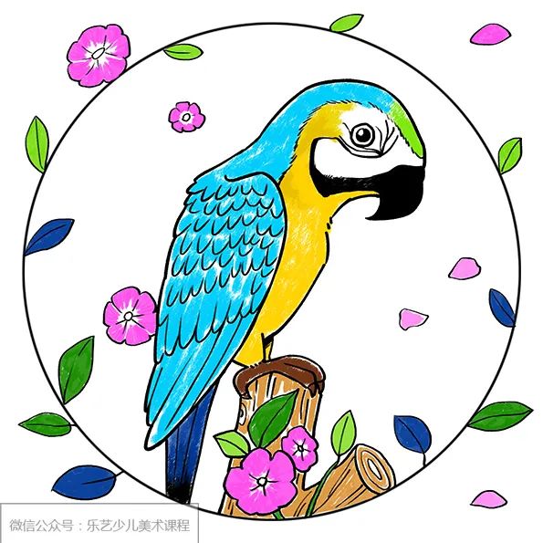 步骤4：然后，我们用油画棒和马克笔等上色工具给画面上色。