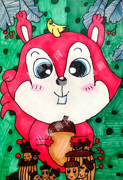 可爱的小松鼠儿童手绘