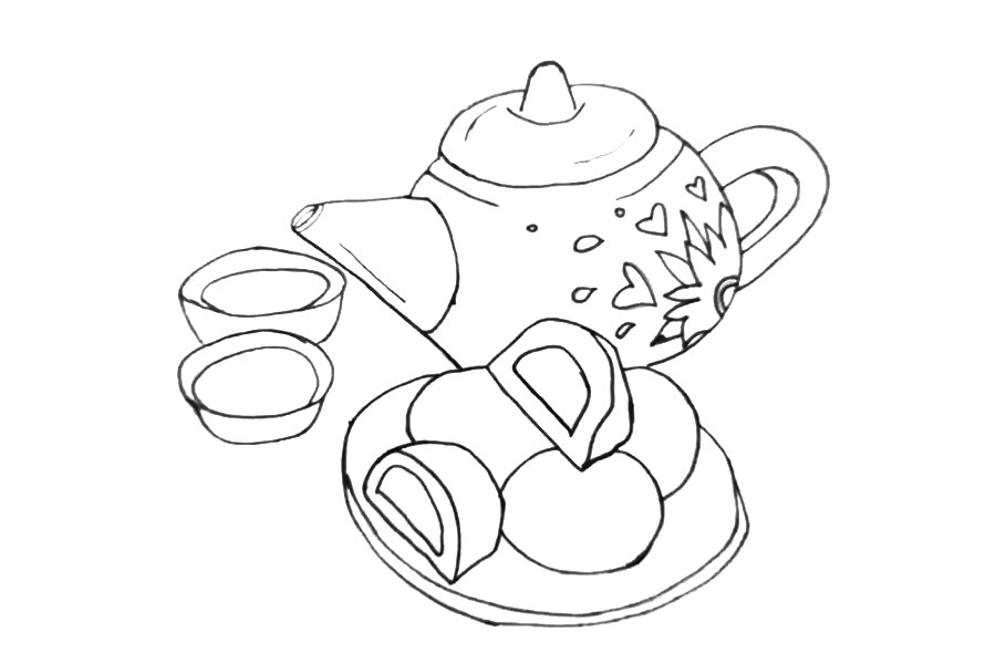 步骤7：在左侧画出茶碗。