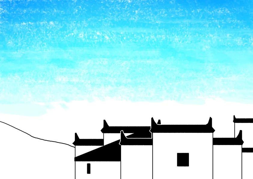 步骤3：用水粉颜料绘制背景的天空，注意色彩渐变。