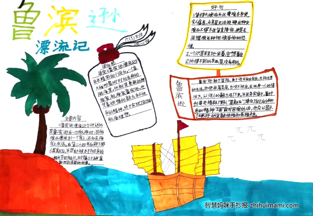 鲁宾逊漂流记手抄报简单又漂亮-图6