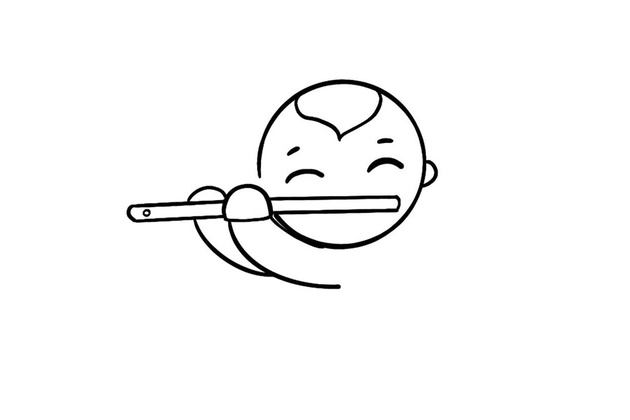 清明节简笔画牧童骑黄牛 所见诗配画-图2