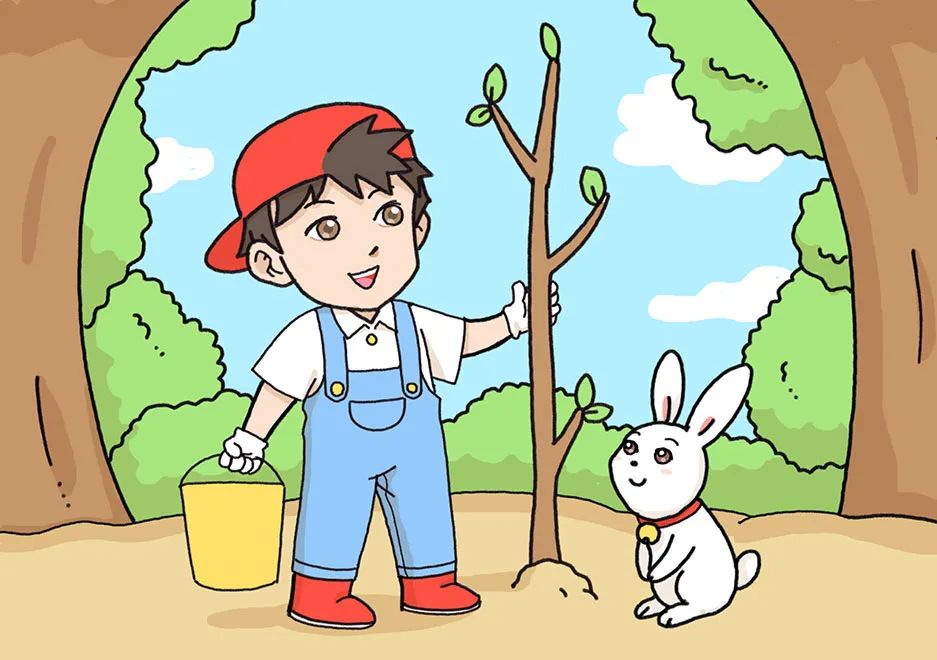 植树节简笔画 记录美好节日生活