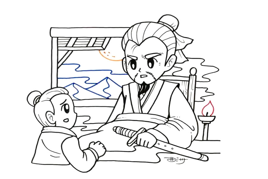 示儿 古诗配画的画法教程-图7