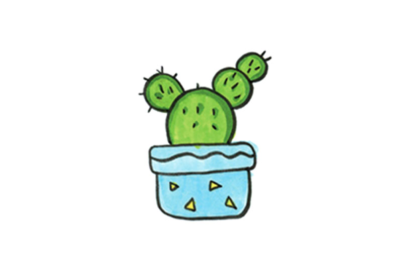 多肉仙人掌怎么画