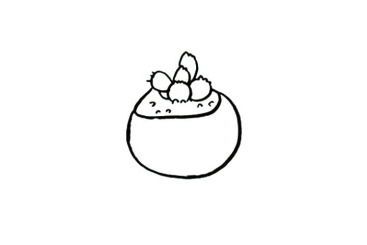 步骤2：画出熊掌草轮廓及细节。