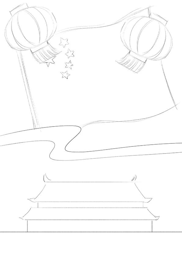 步骤1：首先我们用铅笔画出草图。