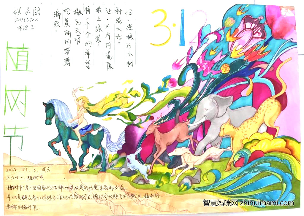 “共创绿色家园”主题植树节手抄报-图2