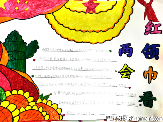 红领巾看两会主题手抄一等奖作品8张-图1