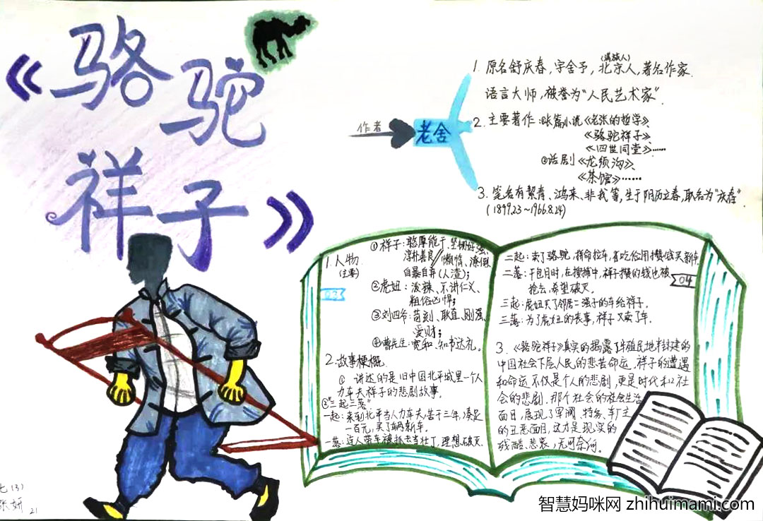 校园读书节-骆驼祥子手抄报7张-图2