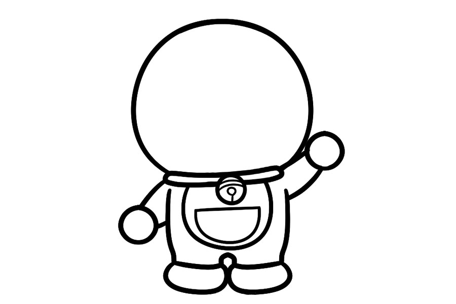 步骤2：再给他加上口袋和铃铛。