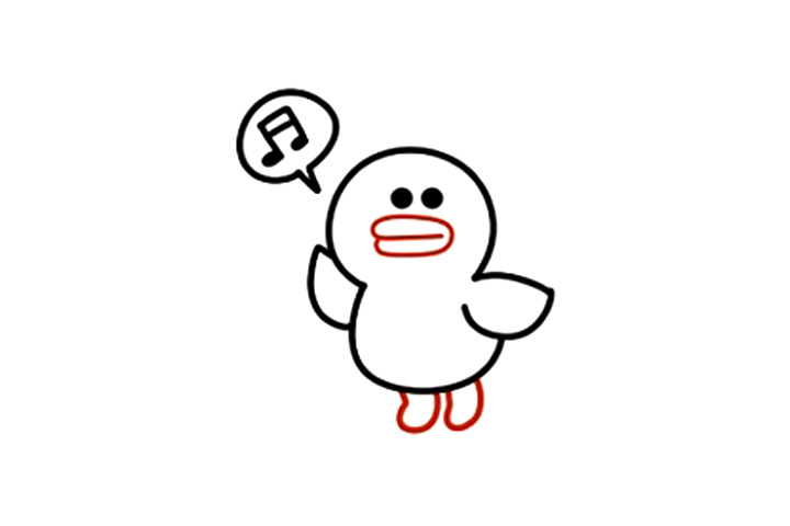 简单的小黄鸭简笔画画法步骤-图3