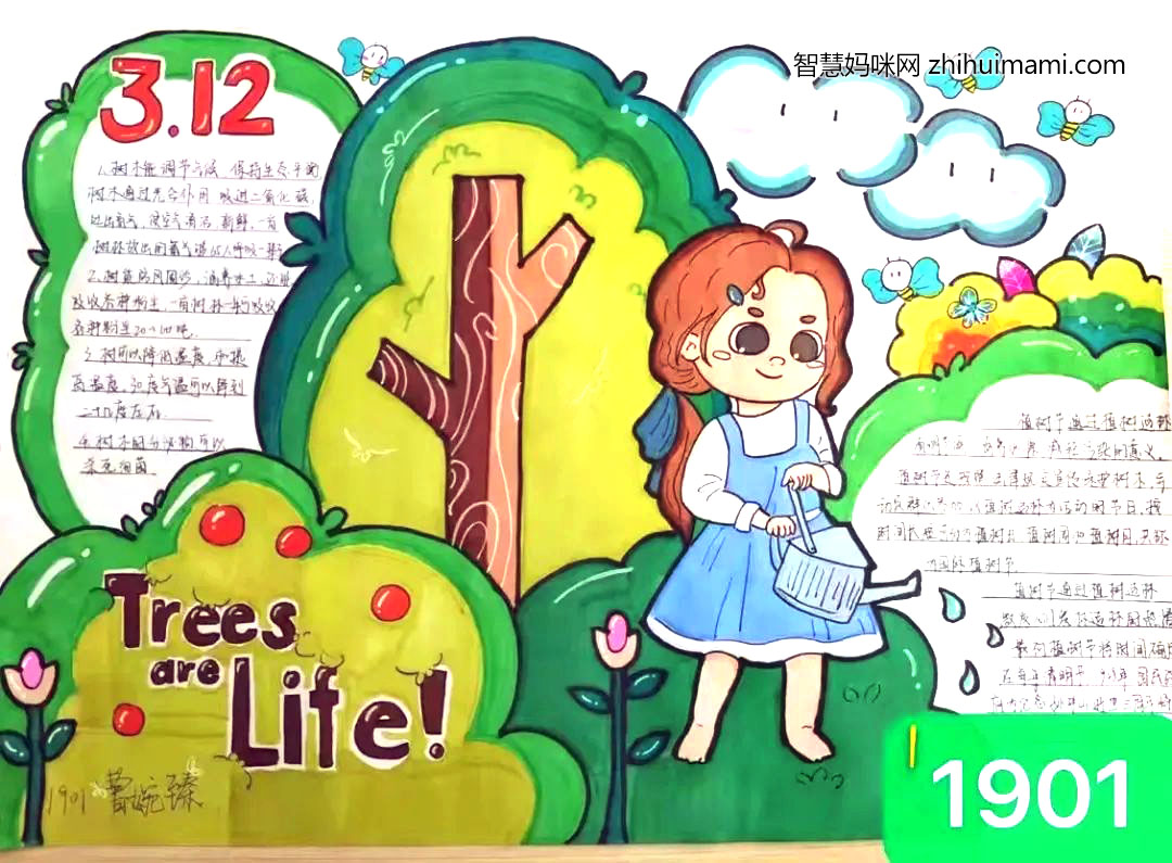 3.12植树节手抄报绘画一等奖（6张）-图1