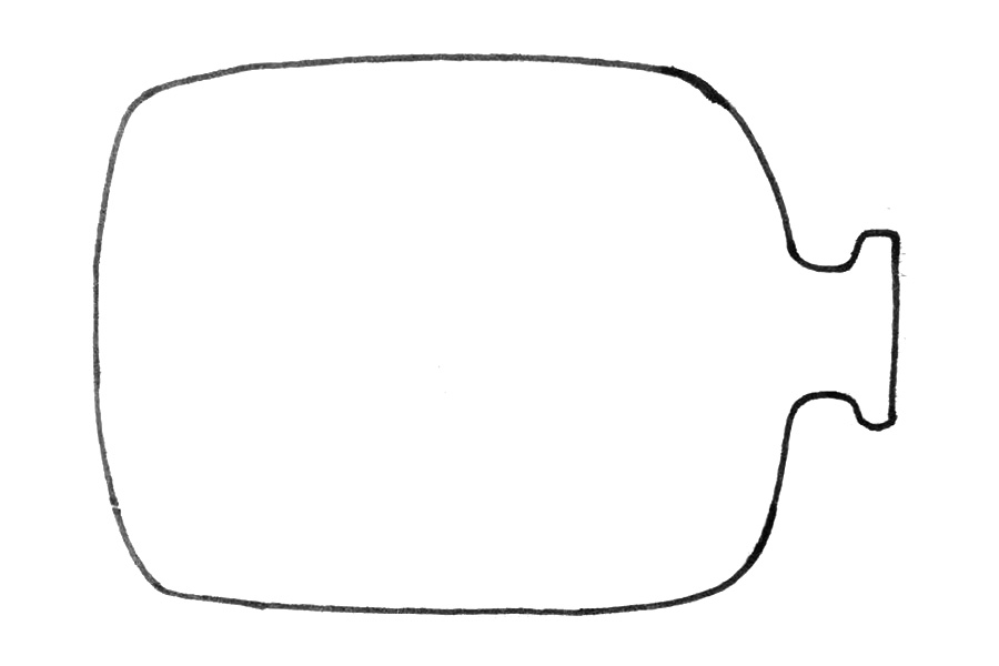 步骤1：先画出一个大大的瓶子，注意是躺着的瓶子。