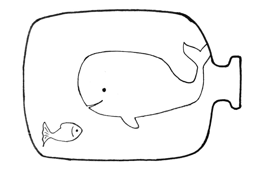 步骤3：给可爱的鲸鱼画一个小伙伴儿。