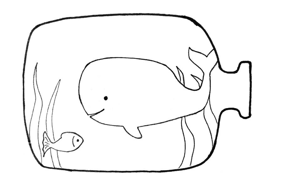 步骤4：在周围画出高低不一的水草。