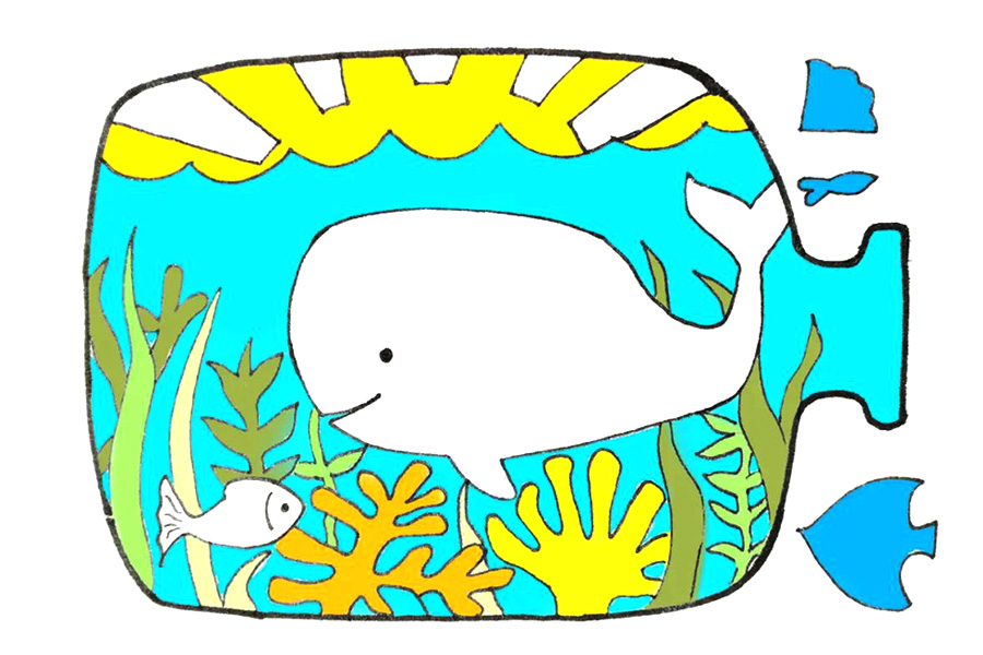 游到瓶子里的鲸鱼怎么画